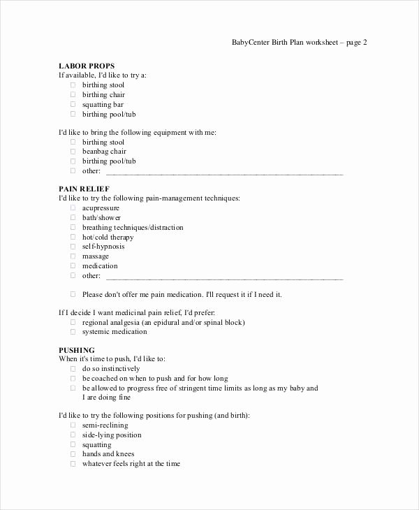 birth plan templates