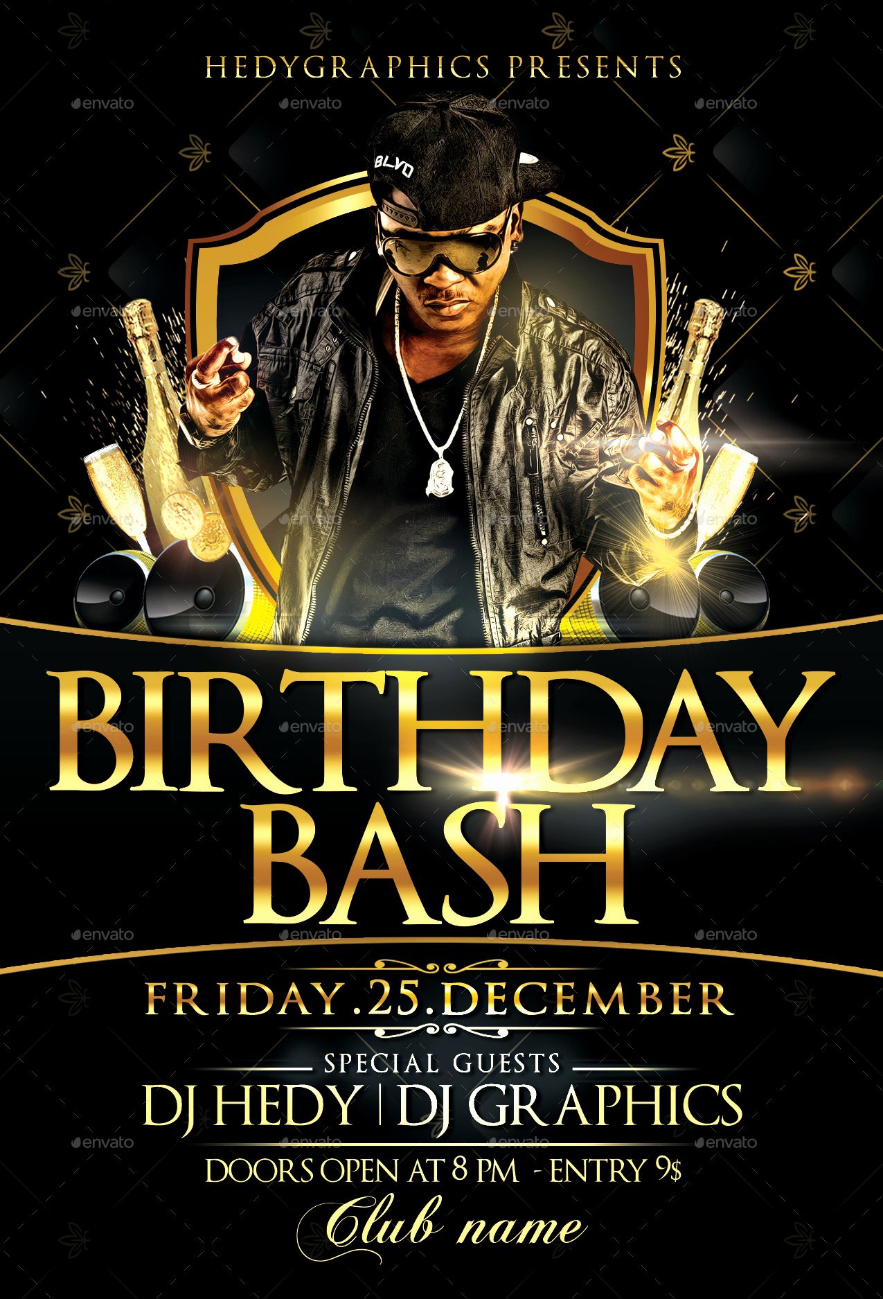 Birthday Bash Flyer Template by Hedygraphics with