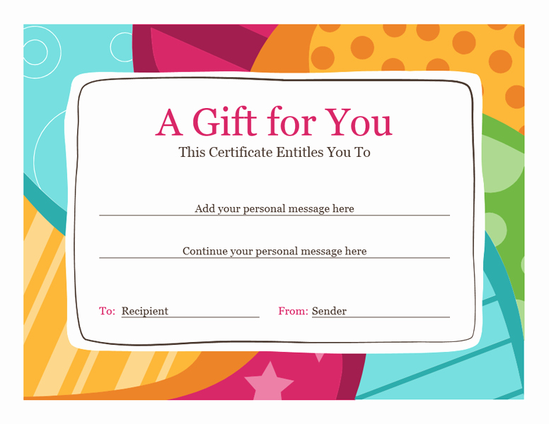 Birthday Gift Certificate Template Word 2010 Free