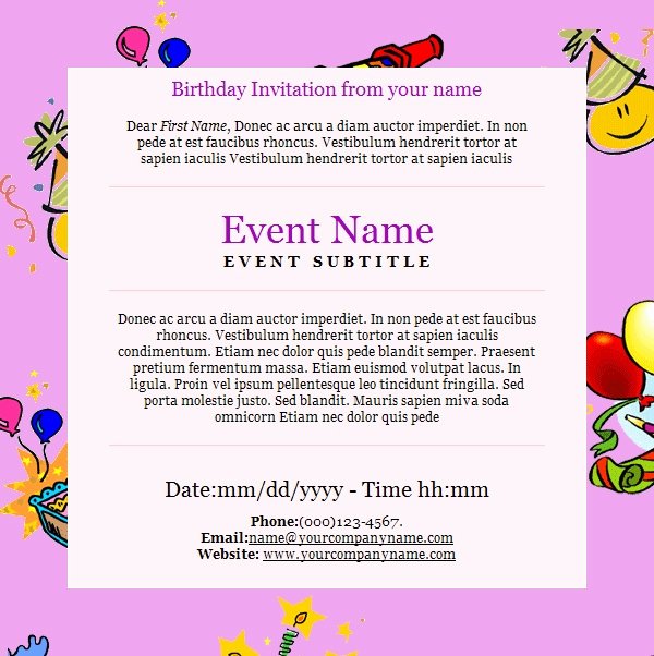 Birthday Invitation Email Template 23 Free Psd Eps
