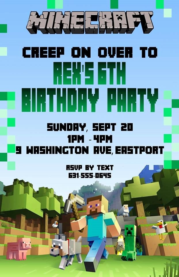 Birthday Invitation Minecraft theme