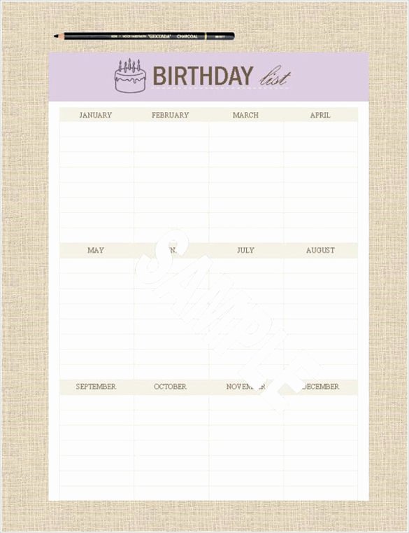 Birthday List Template – 12 Free Psd Eps In Design