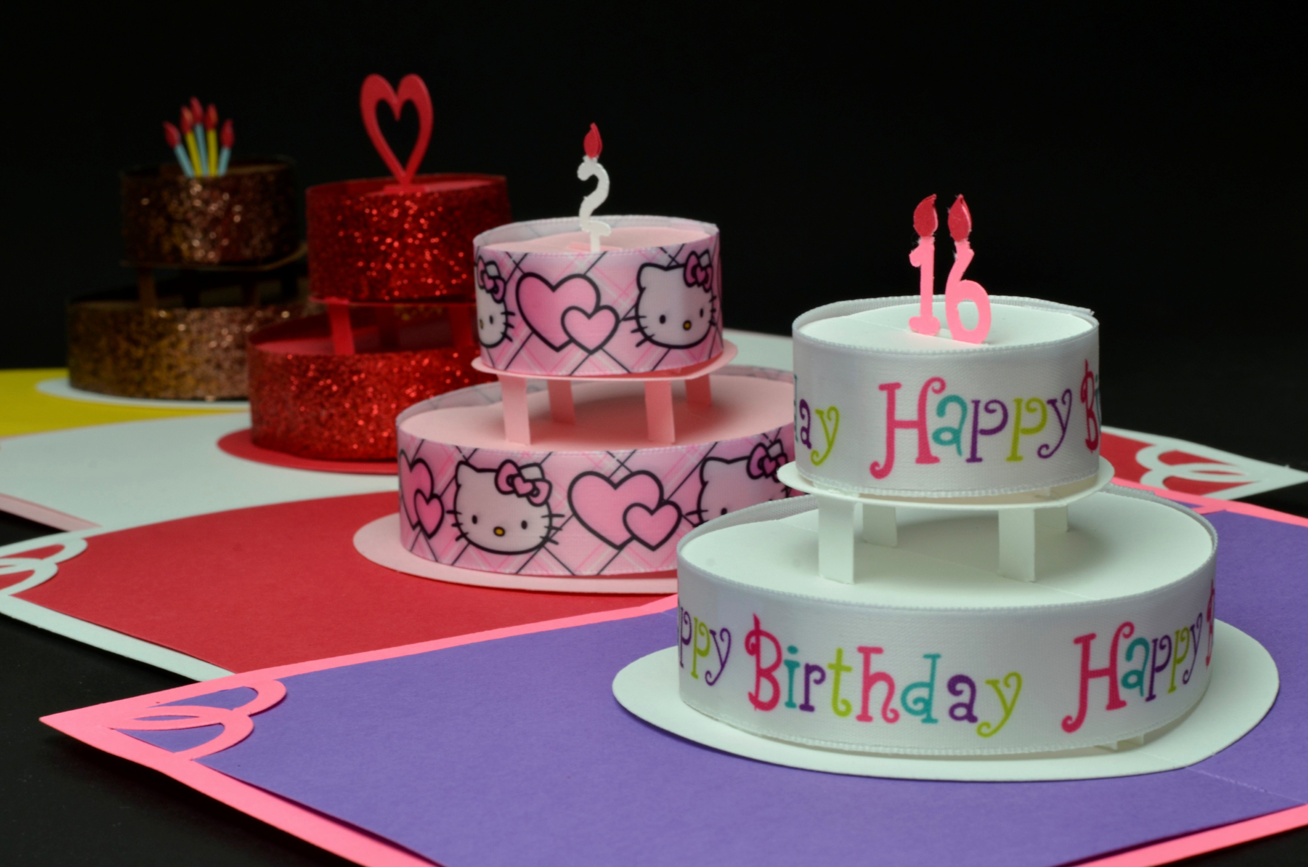 Birthday or Wedding Cake Pop Up Card Template Creative