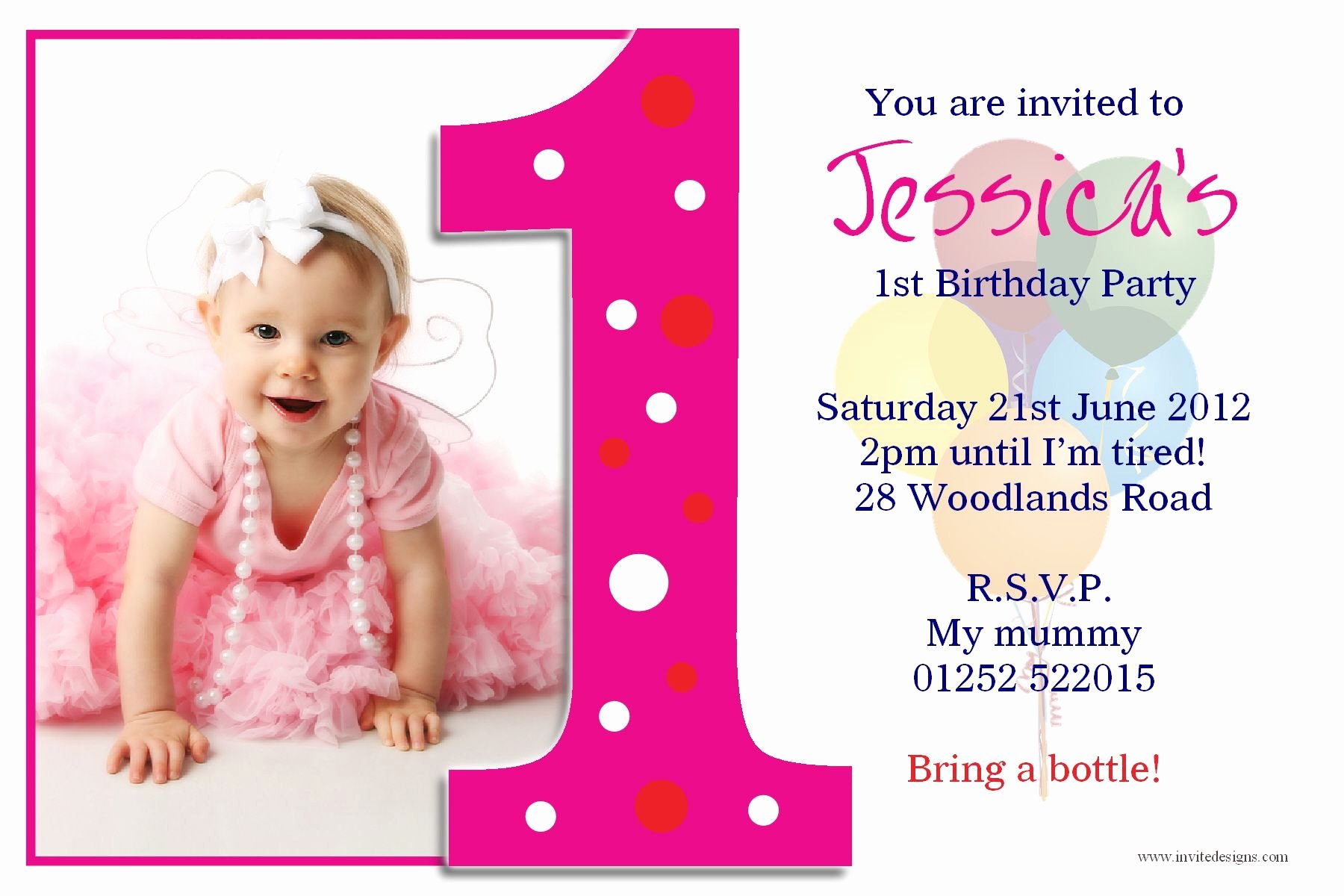 Birthday Party First Birthday Invitations Card