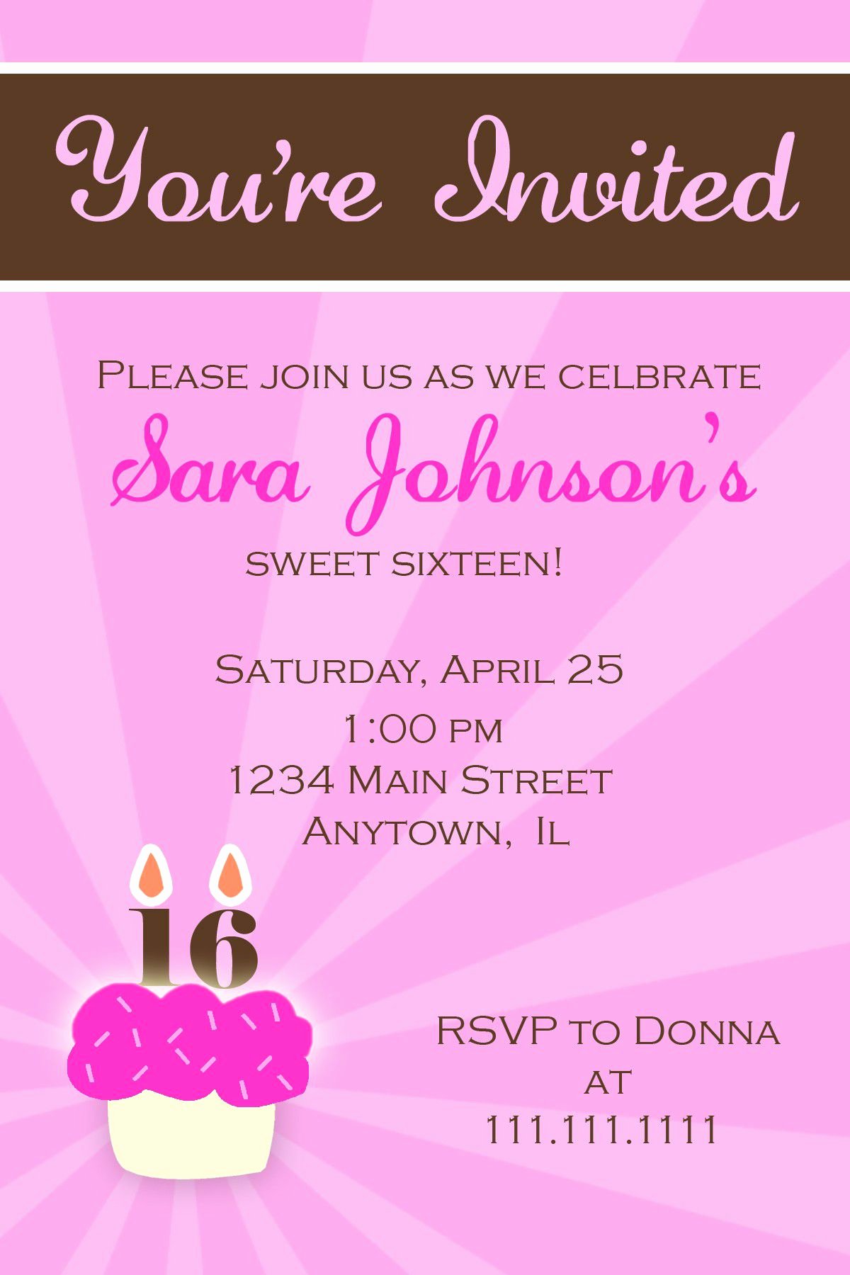 Birthday Party Sweet 16 Birthday Invitations Templates