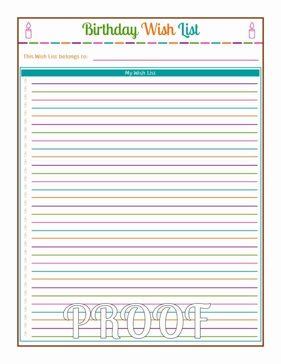 Birthday Wish List Printable Search Results