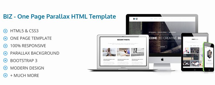 Biz E Page Parallax HTML Template Released Codexcoder