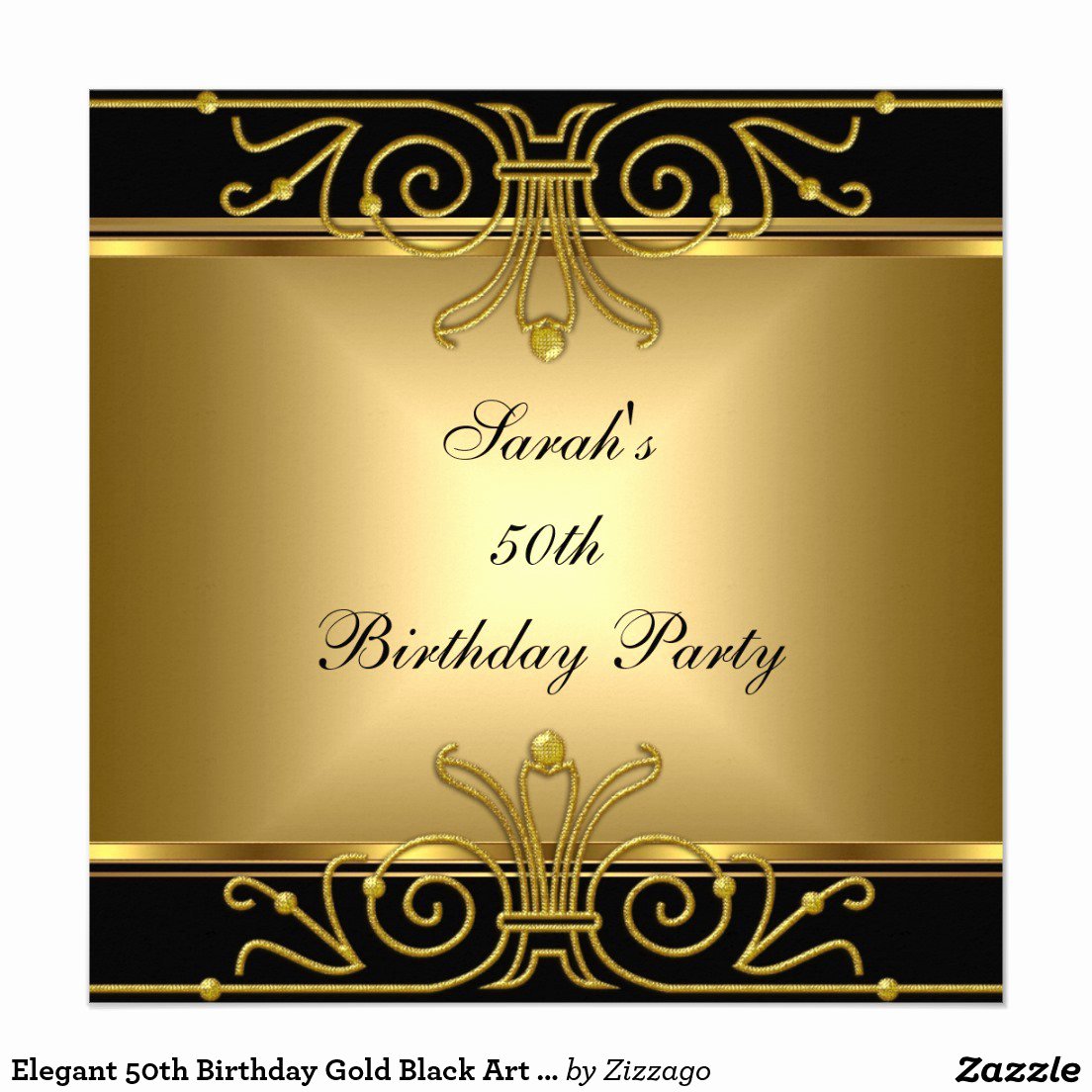 Black and Gold 50th Birthday Invitations