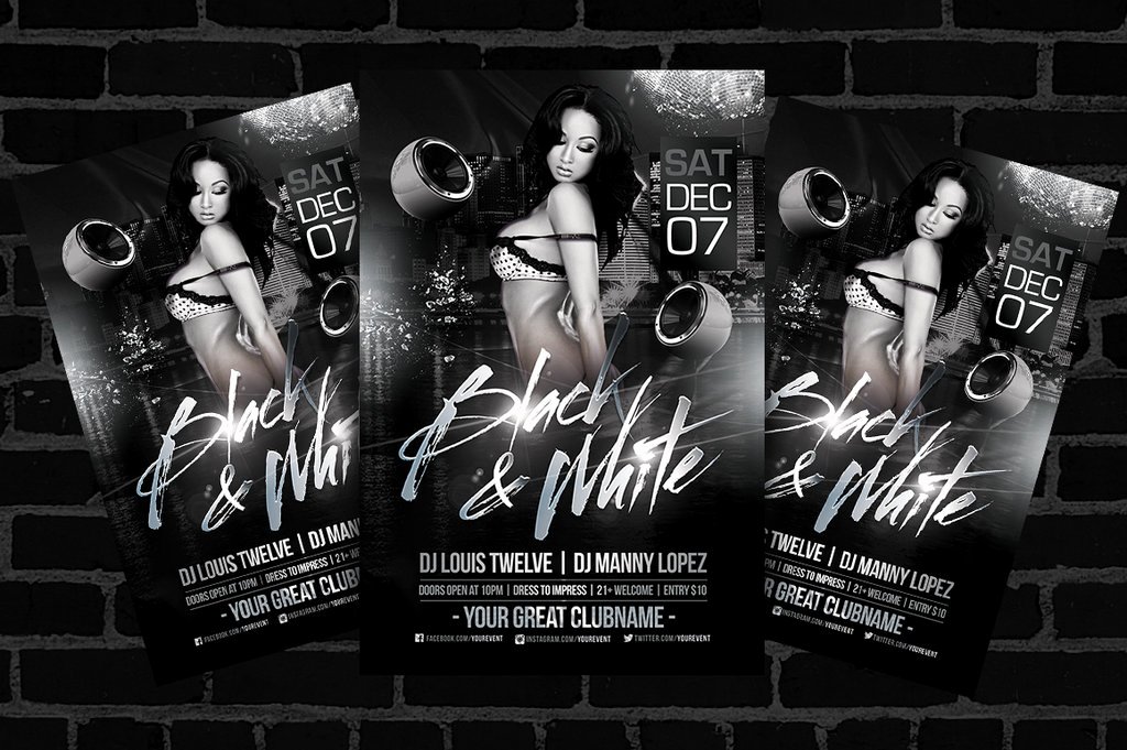 Black and White Flyer Template by Louistwelve Design On