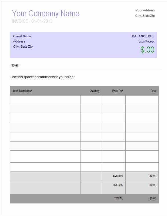 Blank Billing Invoice Template Word