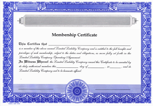 Blank Certificates Limited Liability Pany Standard