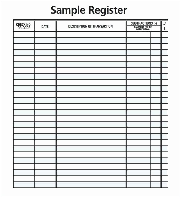 Blank Check Register Template Pdf Checkbook Registers to