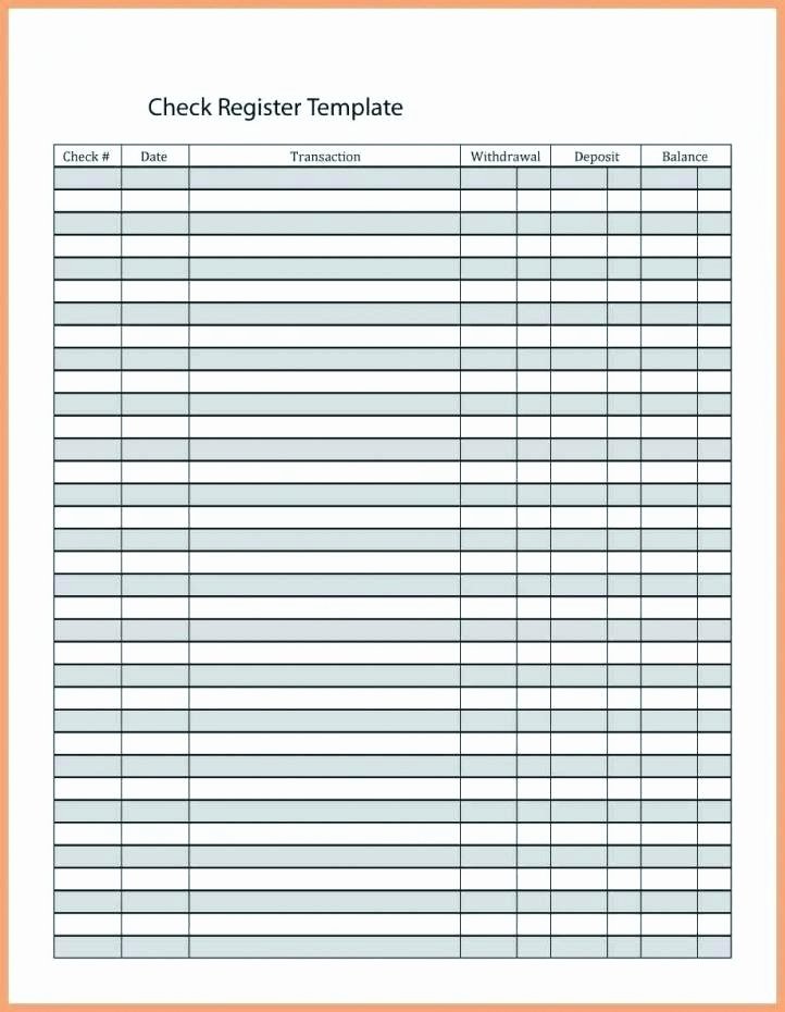 Blank Check Register Template Pdf Checkbook Registers to