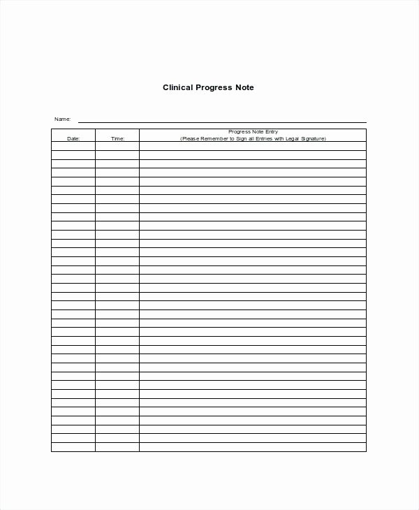 Blank Clinical Progress In Doc Nurses Notes form