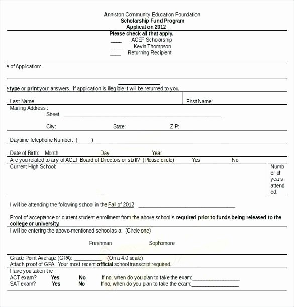 Blank College Scholarship Application Template 9 Petent