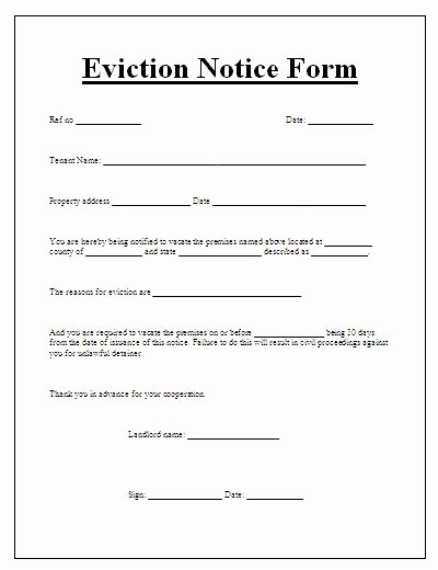 Blank Eviction Notice form