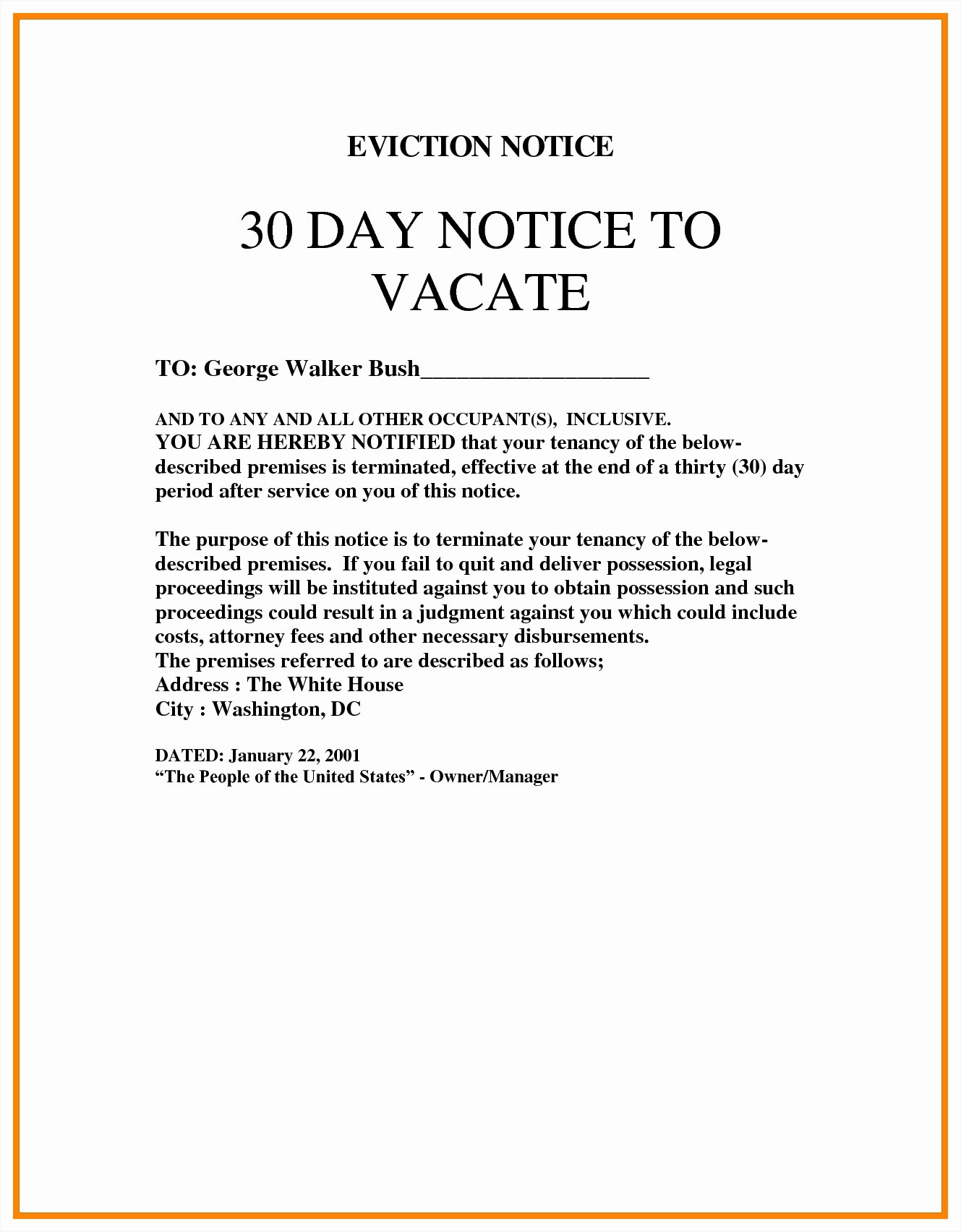 Free Eviction Notice Template
