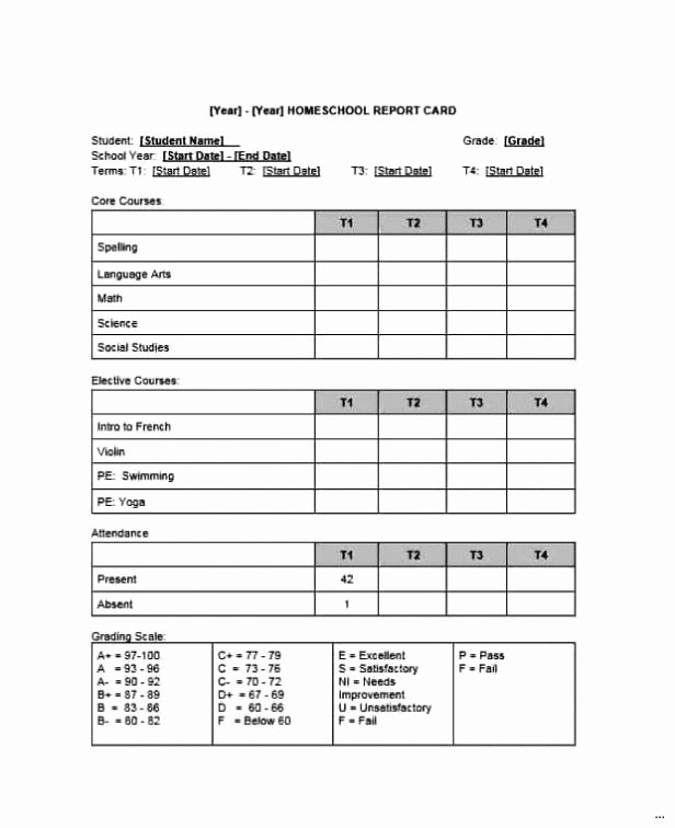 Blank Free Report Card Template