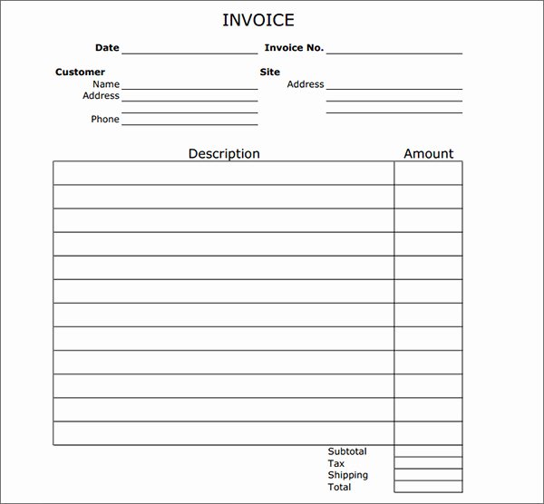 Blank Generic Invoice Template Templates Resume