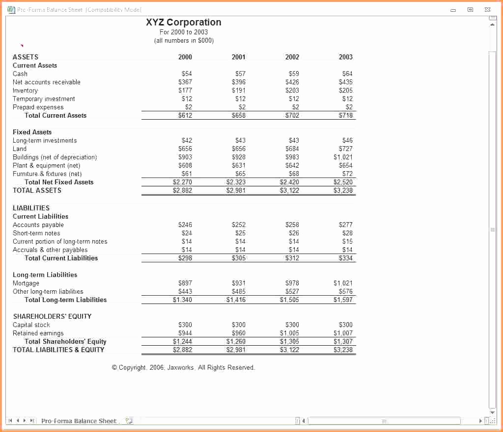 Blank In E Statement and Balance Sheet Resume Examples
