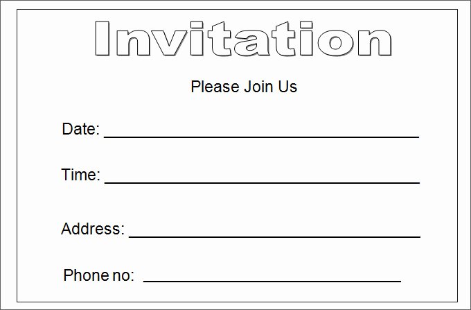 Blank Invitations Templates Invitation Template