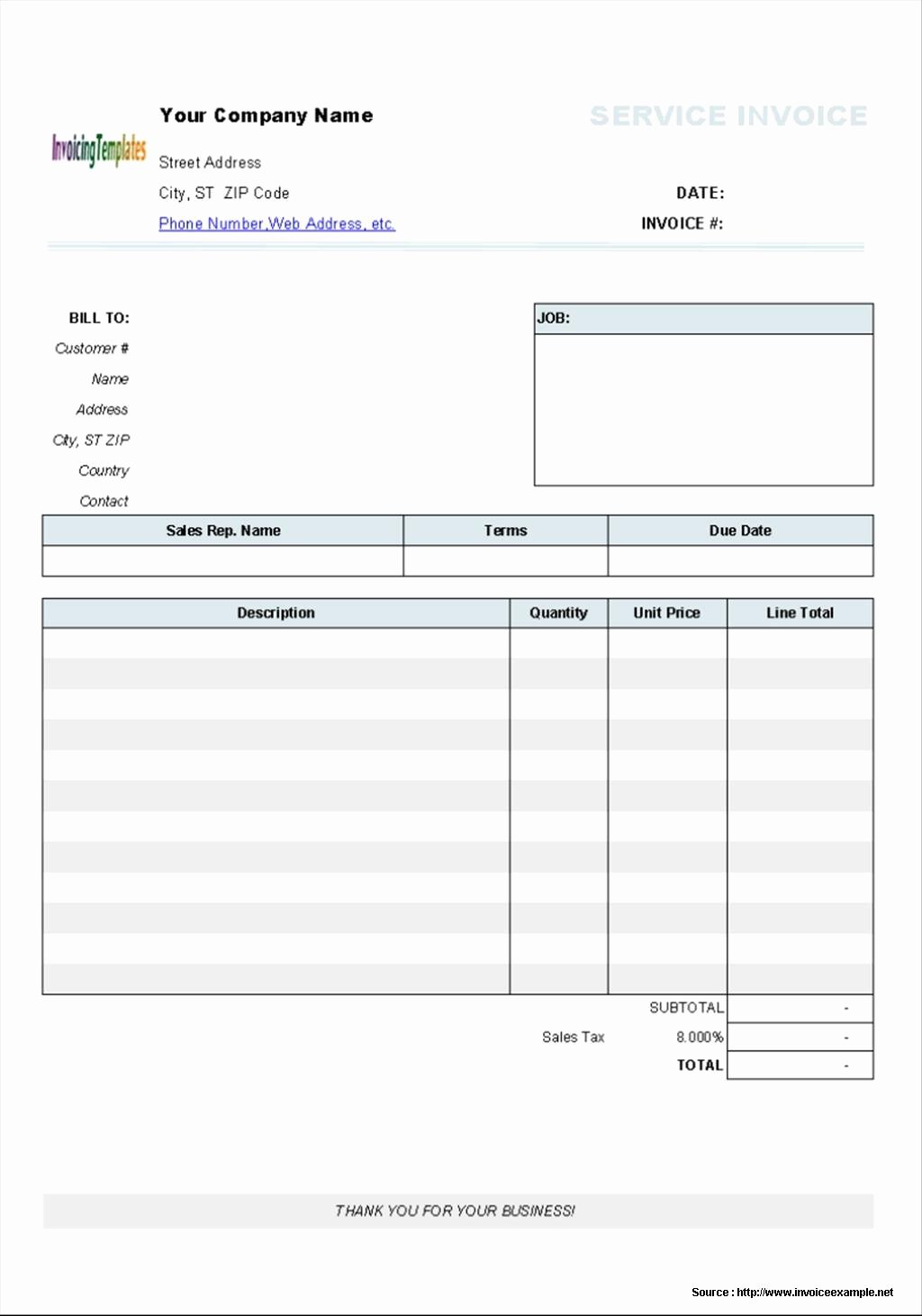 Blank Invoice Template Download Free form Resume