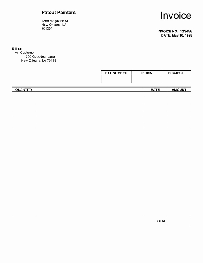 Blank Invoice Template In Word and Pdf formats