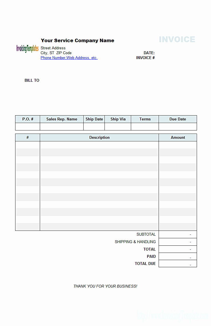 blank invoice template excel