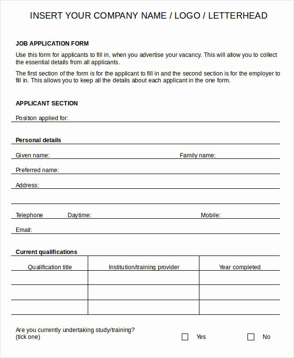 Blank Job Application 8 Free Word Pdf Documents