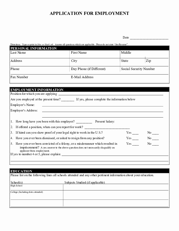 Blank Job Application form Samples Download Free forms