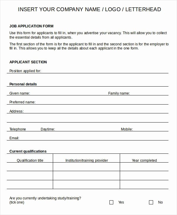 Blank Job Application Template Invitation Template