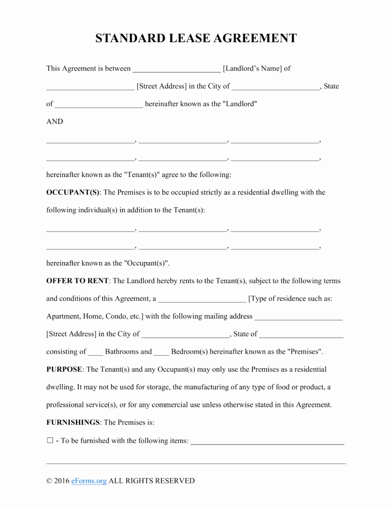 blank lease agreement example