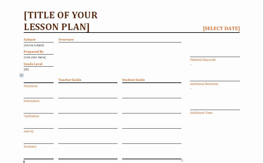 blank lesson plan format