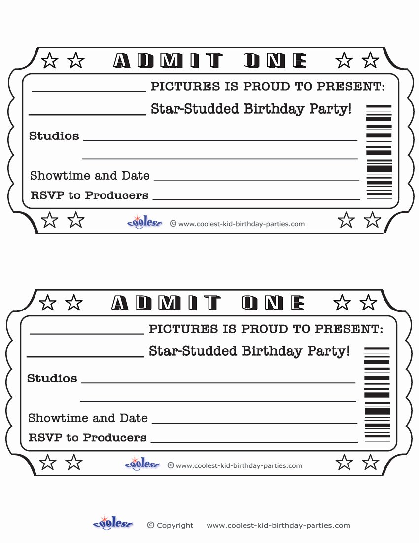 Blank Movie Ticket Invitation Template Free Download Aashe