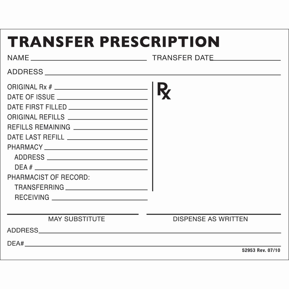 Blank Prescription form