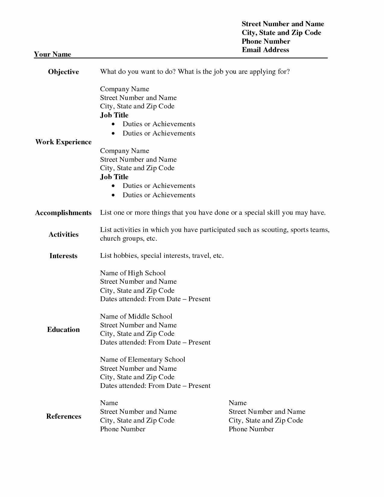 blank resume template pdf