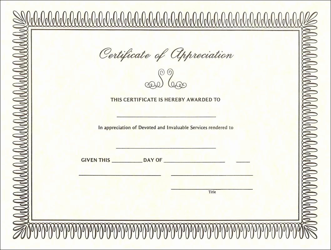 blank template for certificate of appreciation