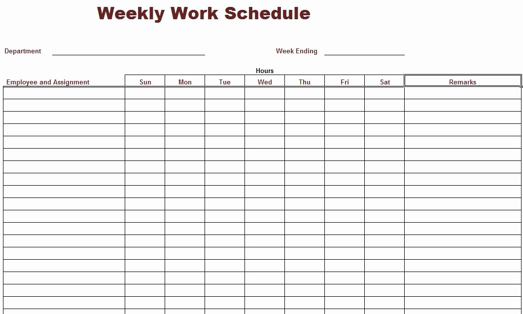 Blank Weekly Work Schedule Template Movie Search Engine