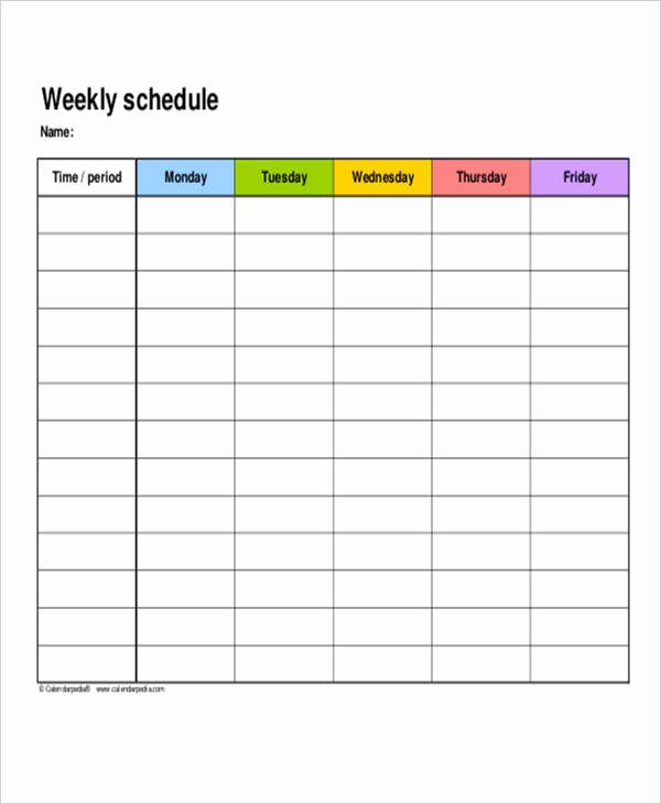 Blank Workout Schedule Templates 7 Free Word Pdf