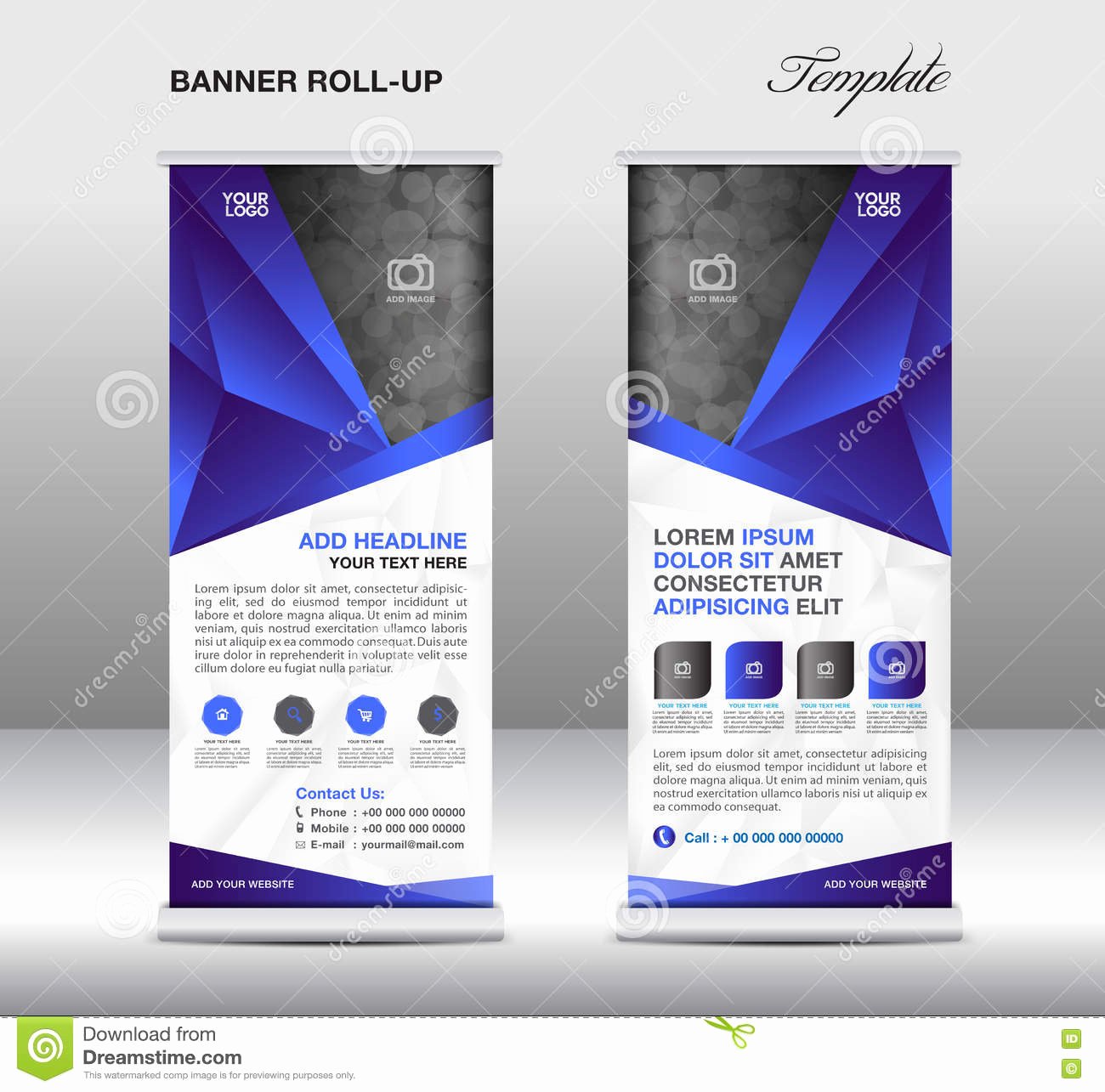 Blue Roll Up Banner Stand Template Stand Design Banner