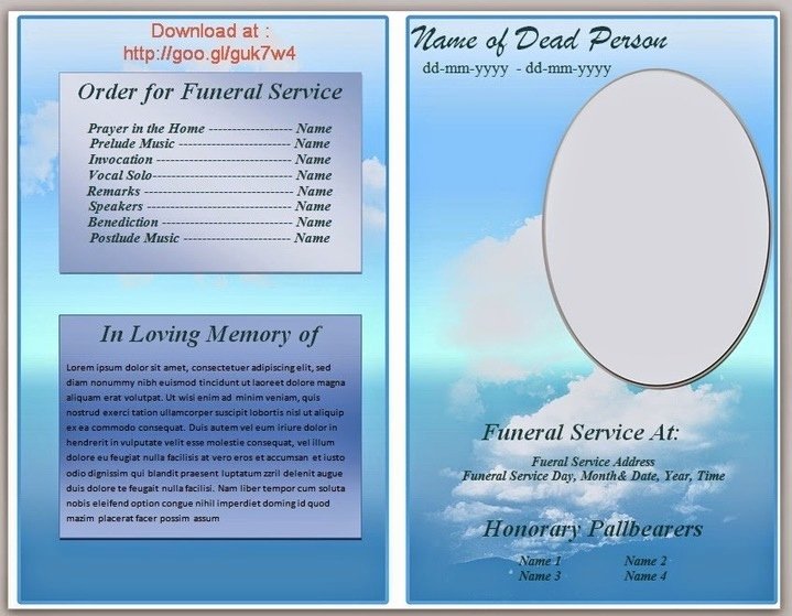 Blue themed Funeral Program Template In Microso