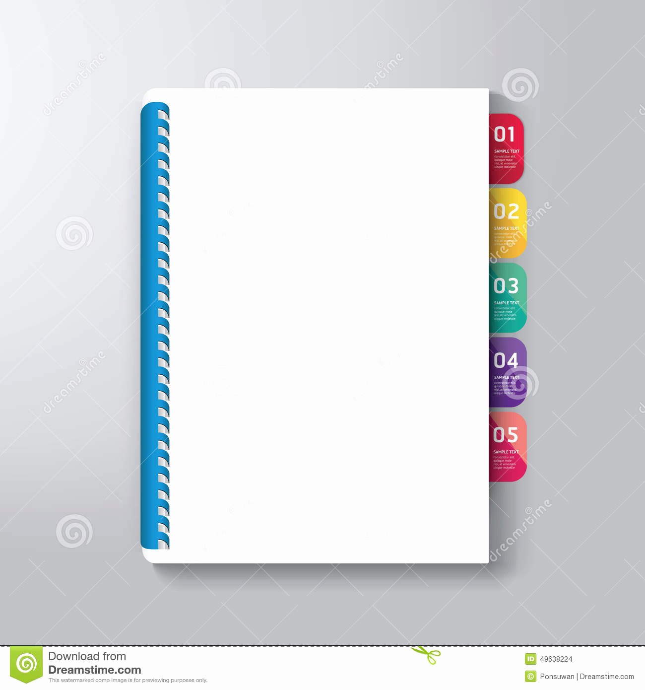 Book Cover with Tab Design Style Template Stock Vector