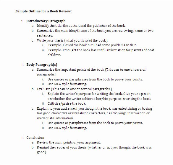 Book Outline Template 5 Free Sample Example format