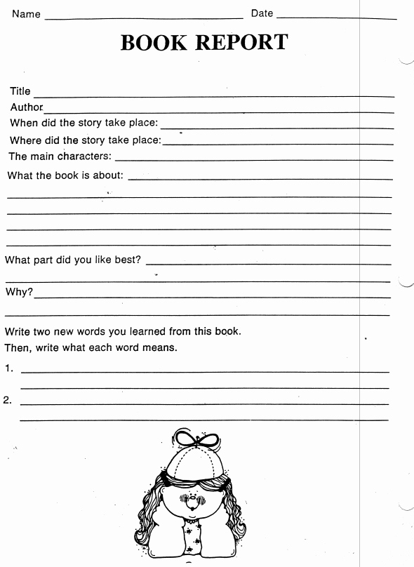 Book Report Outline 5th Grade
