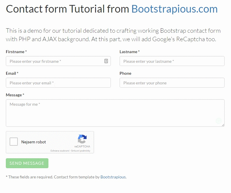 Bootstrap HTML Contact form with Captcha Step by Step