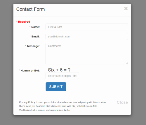 Bootstrap Modal Contact form S Alt Web