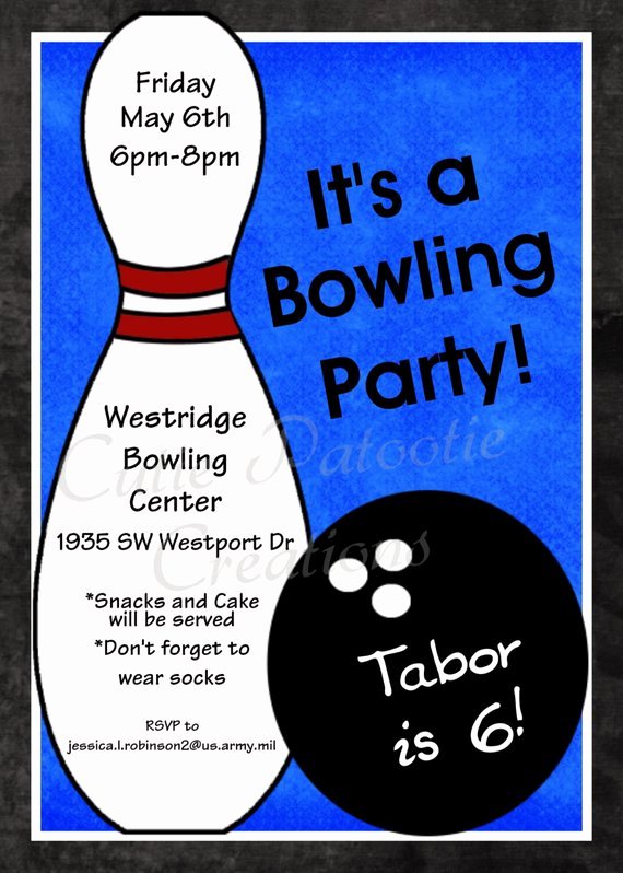 Bowling Birthday Invitation Printable or Printed Party Invite