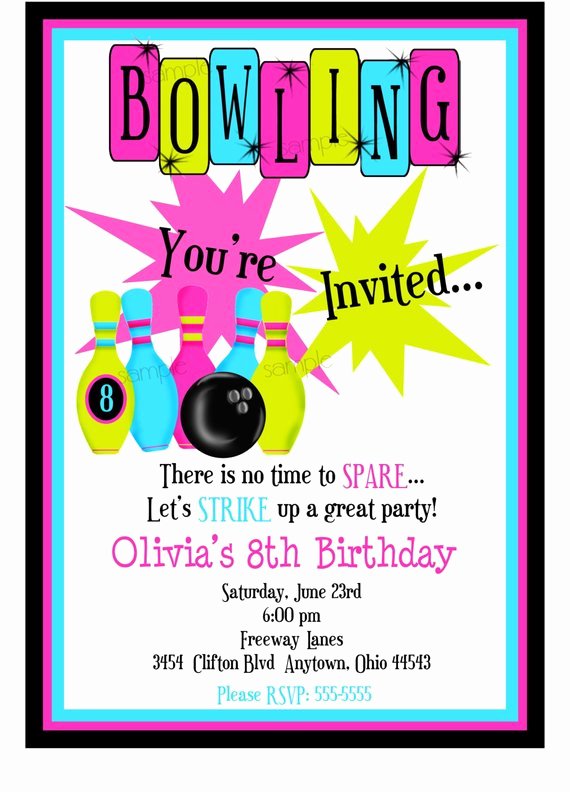 Bowling Invitations Bowling Birthday Party Cosmic Bowling