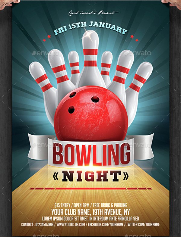 Bowling Night Flyer Template Free Templates Resume