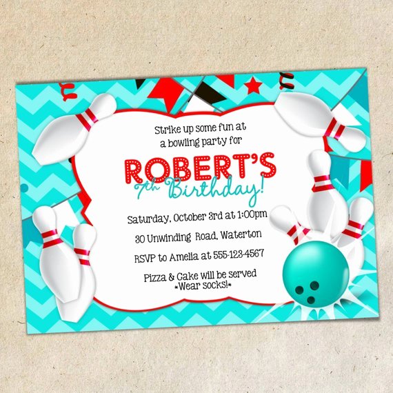 Bowling Party Invitation Template Chevron Background Bowling